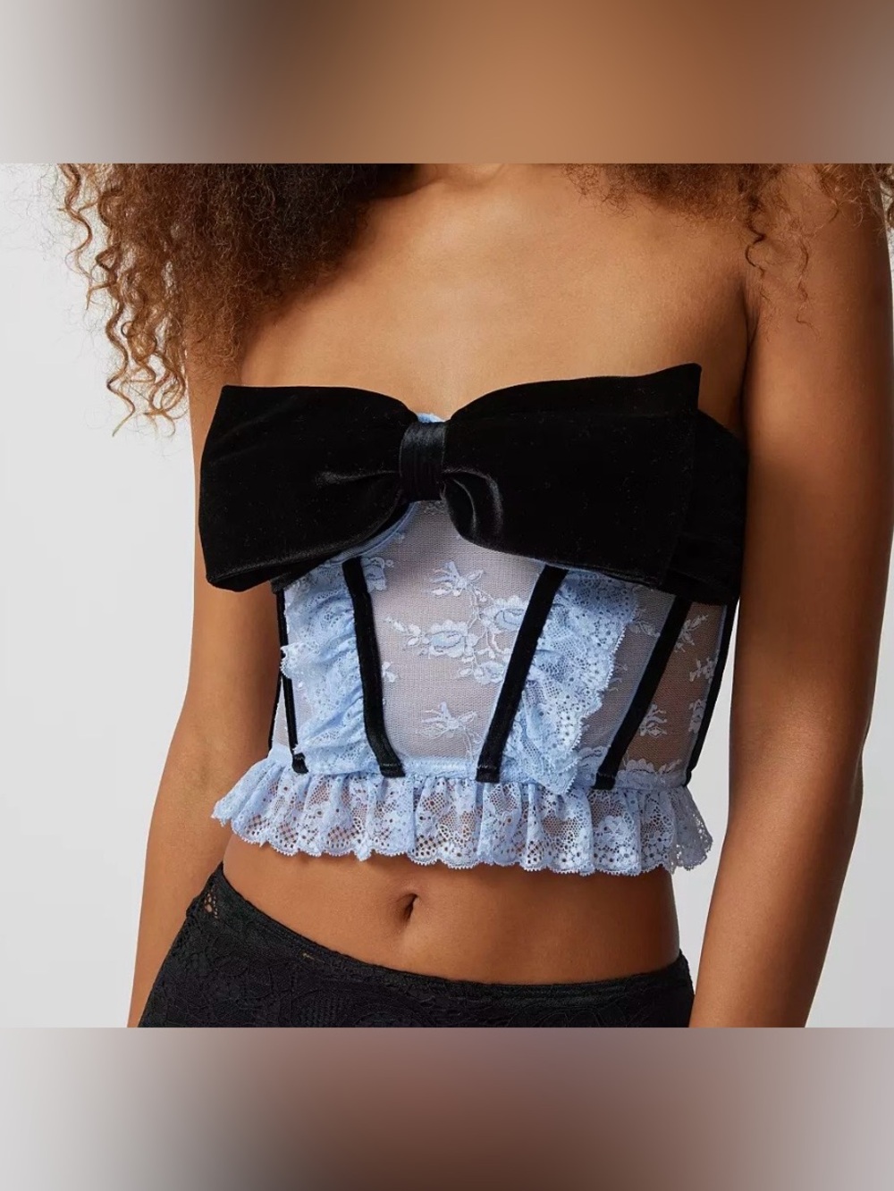 Out From Under Bow Down To Me Velvet & Lace Corset